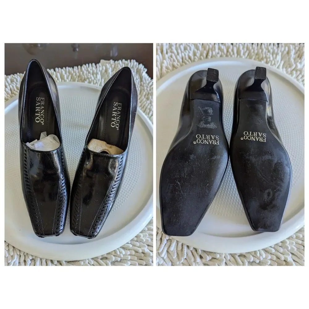 Bundle of two Franco Santo square toe (black&brown) heel shoes  Sz 6M
